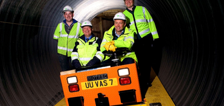 People sat with tunnel vehicle