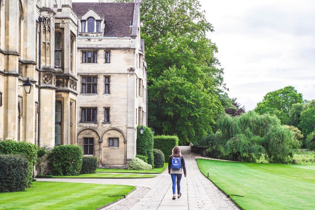 student walking on university campus