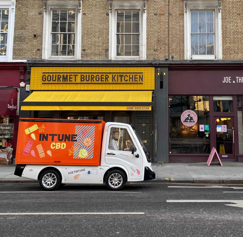 orange electric last mile delivery vehicle