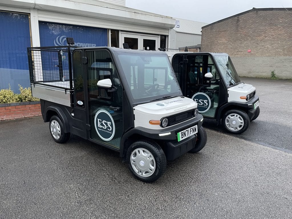 Two ESS branded AMP XL electric utility vehicles