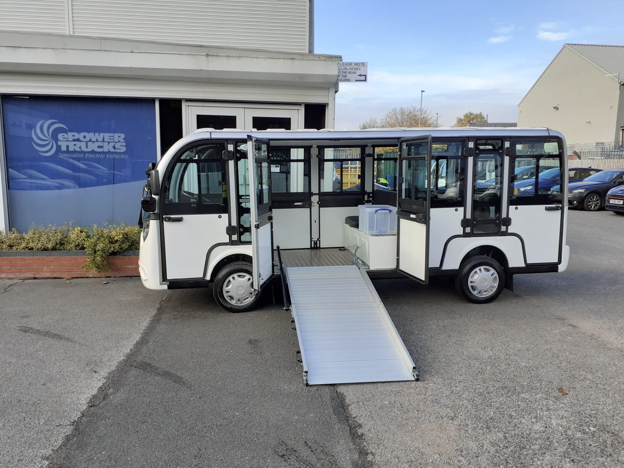 Customer Testimonials 4 Electric shuttle bus with accessibility ramp