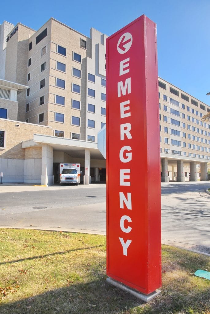 Emergency sign at a hospital